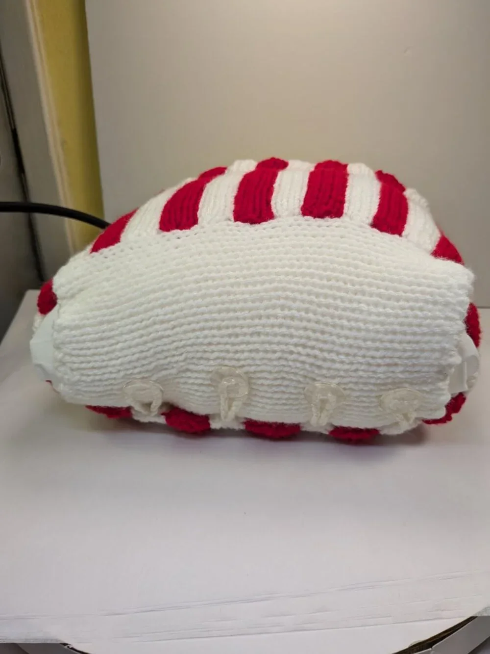Handmade Popcorn Pillow 12x12 Movie Theater Room Decor Hand Knit Crochet 3D Art